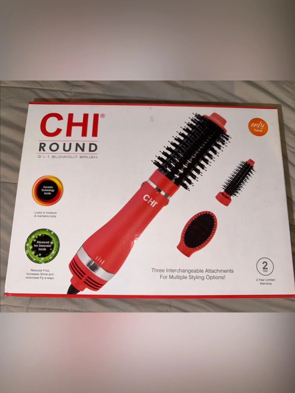 CHI Round 3-in-1 Hot Air Blowout Brush in Red